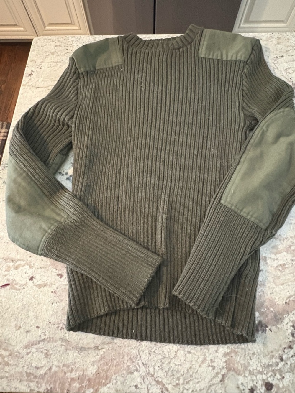 Vintage USMC Green Ribbed Crewneck Sweater Miltary Marine Wool SZ40 Medium Mens